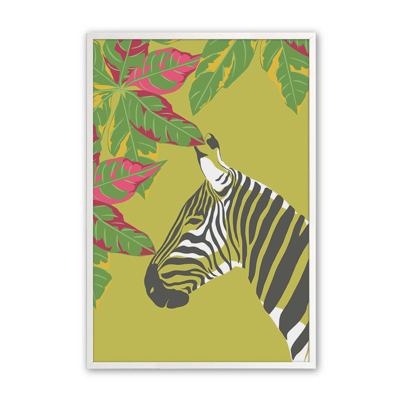 Imprimé Zebra's Tropical Retreat dans un cadre blanc, 10 po x 8 po