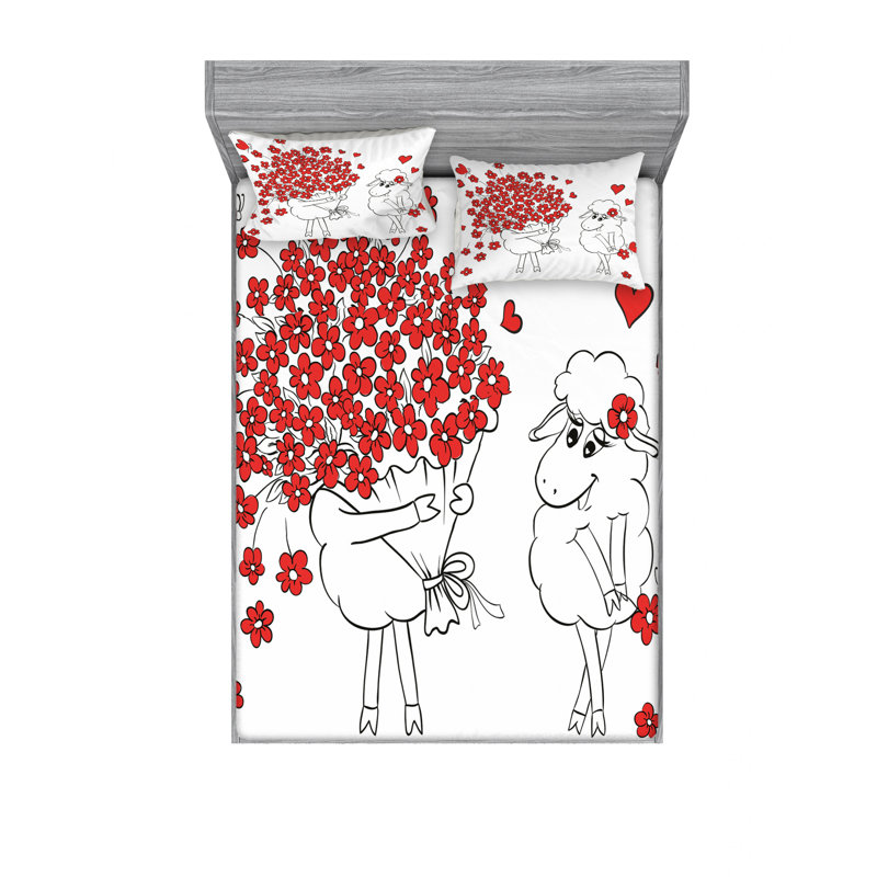 Ensemble de draps Lover Goats, Ensemble de draps pour lit double avec un drap-hou