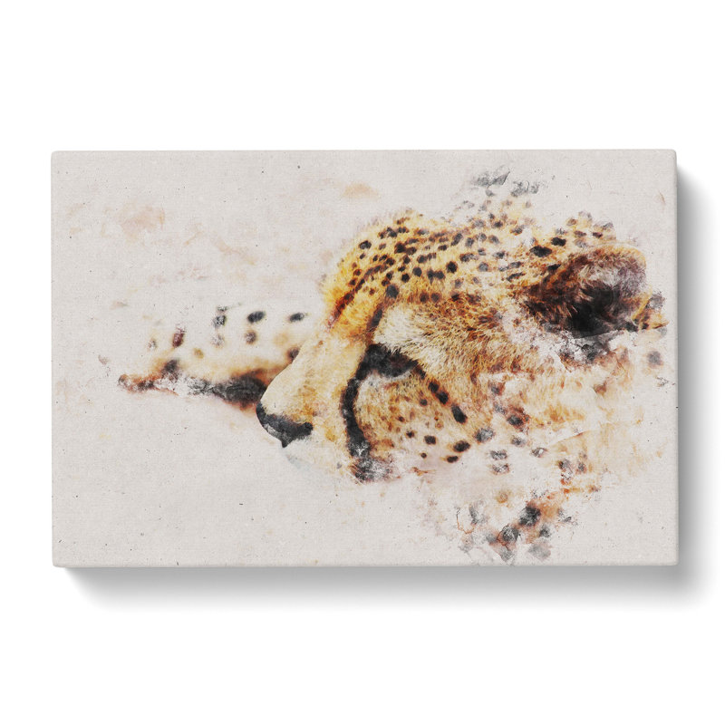 Cheetah Vol.1 Watercolour - Wrapped Canvas Print, 60cm H x 91cm W x 3cm D