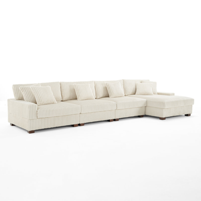 4 Seater Sectional, White Faux Fur