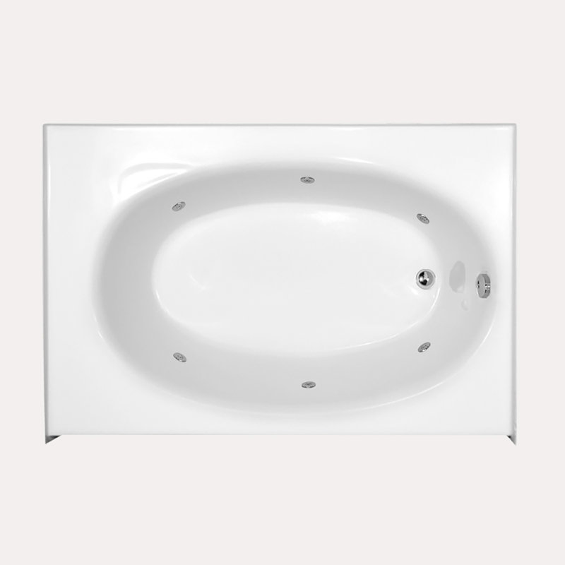 Kona 60'' L Whirlpool Bathtub, White, Right