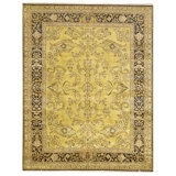 Hand Knotted Wool Area Rug in Gold And Black