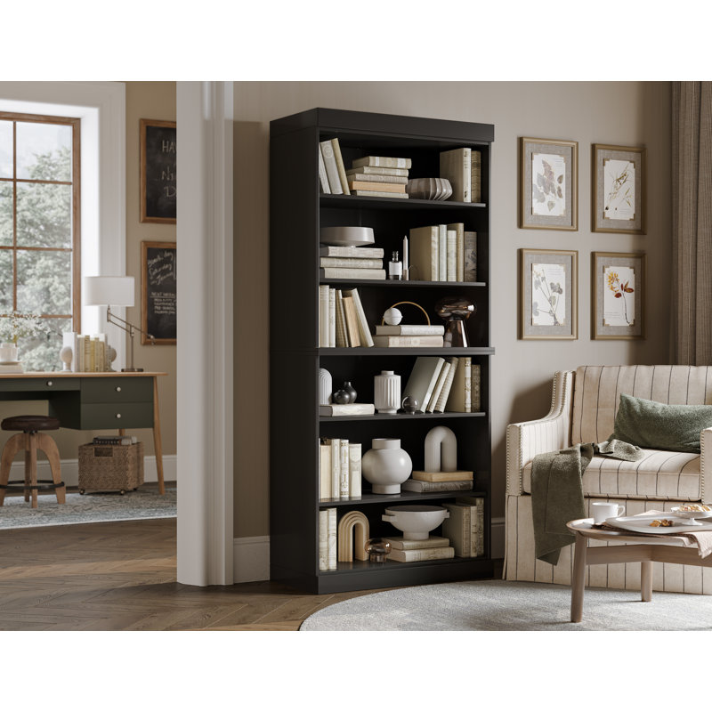 Palace Imports 100% Solid Wood 6-Shelf Bookcase, Adjustable Shelves, 32" Wide, 71.5" Tall, Black