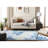 Dip Dye Hand Tufted Wool/Cotton Geometric Rug in Ivory/Blue-1322090085