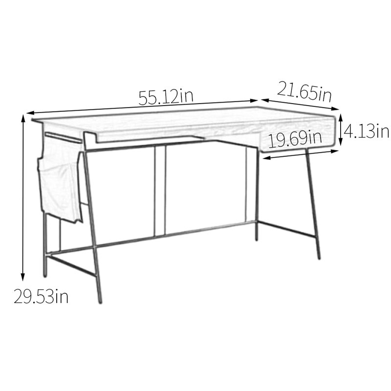 Premium Solid Ash Wood Construction Desk, 29.53" H x 55.12" W x 21.65" D