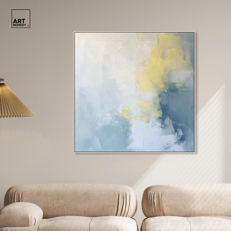 «Earth and Ether» par Minimal Art abstrait, H 41 po x l 41 po x P 2 po, Encadrement argenté
