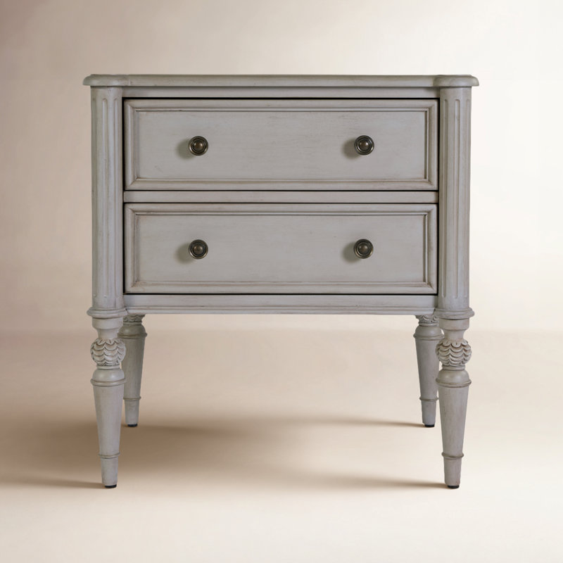 Commode d'appoint rectangulaire 2 tiroirs en bois l 25 po Ginny, Grey