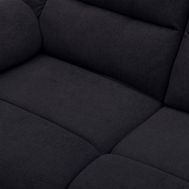 Causeuse inclinable 2 places - Canapé moderne en microfibre, Tissu noir