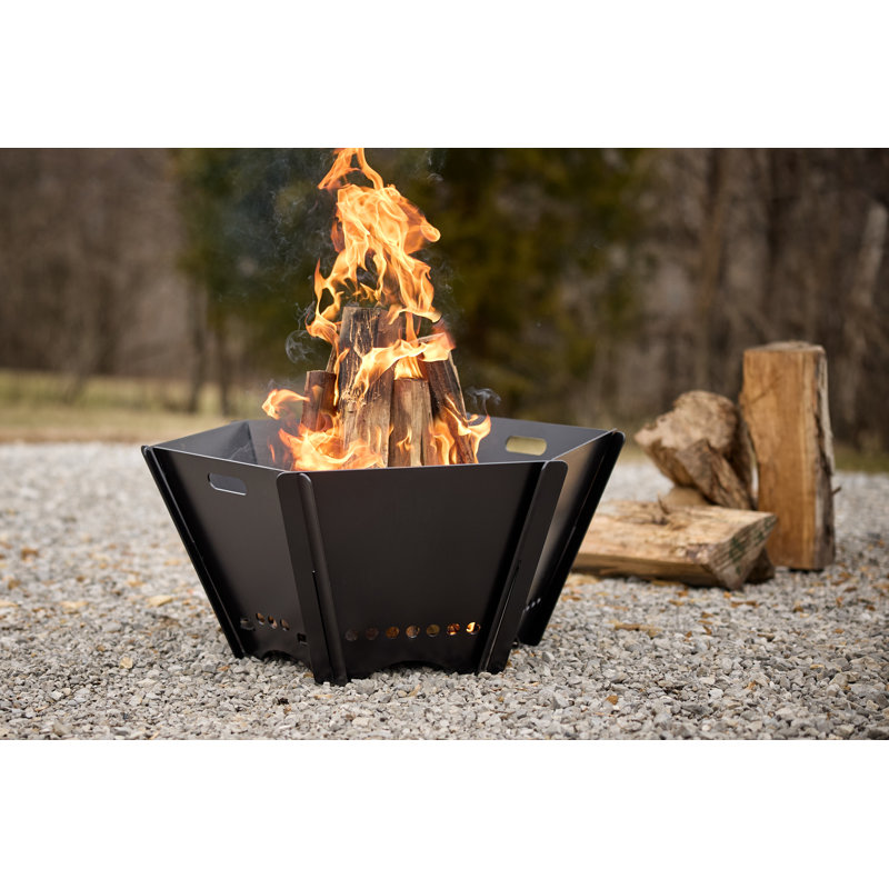 Portable Steel Fire Pit, 12.5" H x 23.5" W x 23.5" D