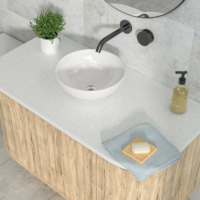 Kichae 16'' White Ceramic Circular Bathroom Sink