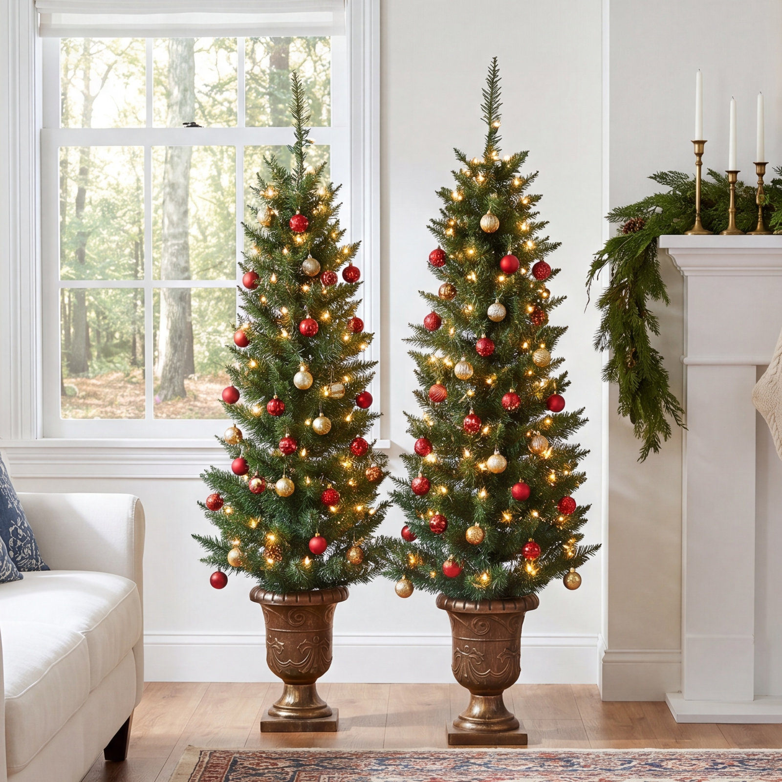 Hadijatou Lighted Artificial Pine Christmas Tree, 4'