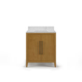 Berwyn 30 In. Single Sink Carrara White Engineered Marble Countertop Bath Vanity In Baja Oak