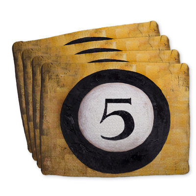 Braided Polyester Placemats Set of 4 | Billiard Ball No5 Decor