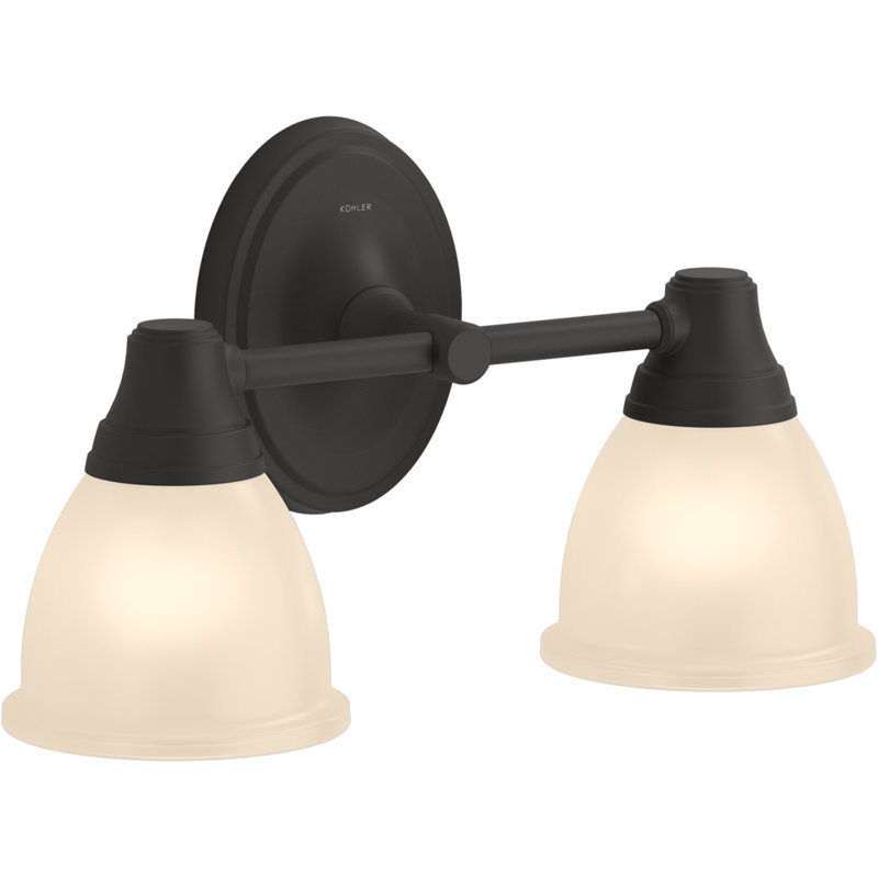 Forte 2 Light Indoor Bathroom Vanity Light Fixture, Position Facing Up or Down, UL Listed, Matte Black