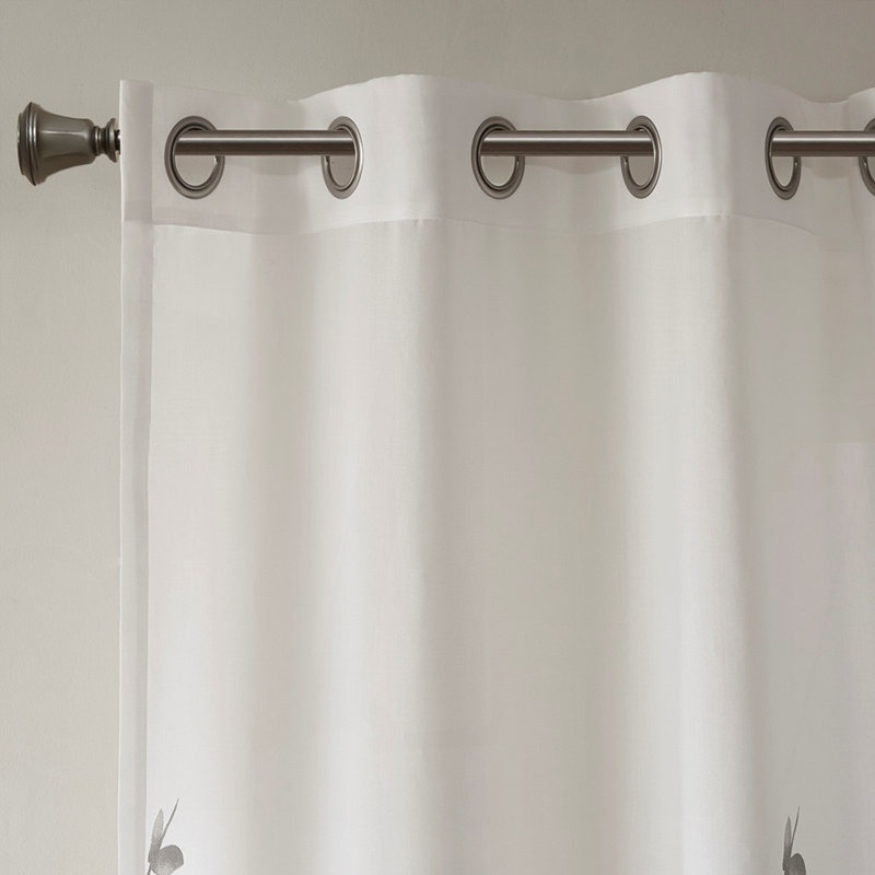 Burnout Printed Curtain Panel Pair(2 Pcs Window Panels), Gray