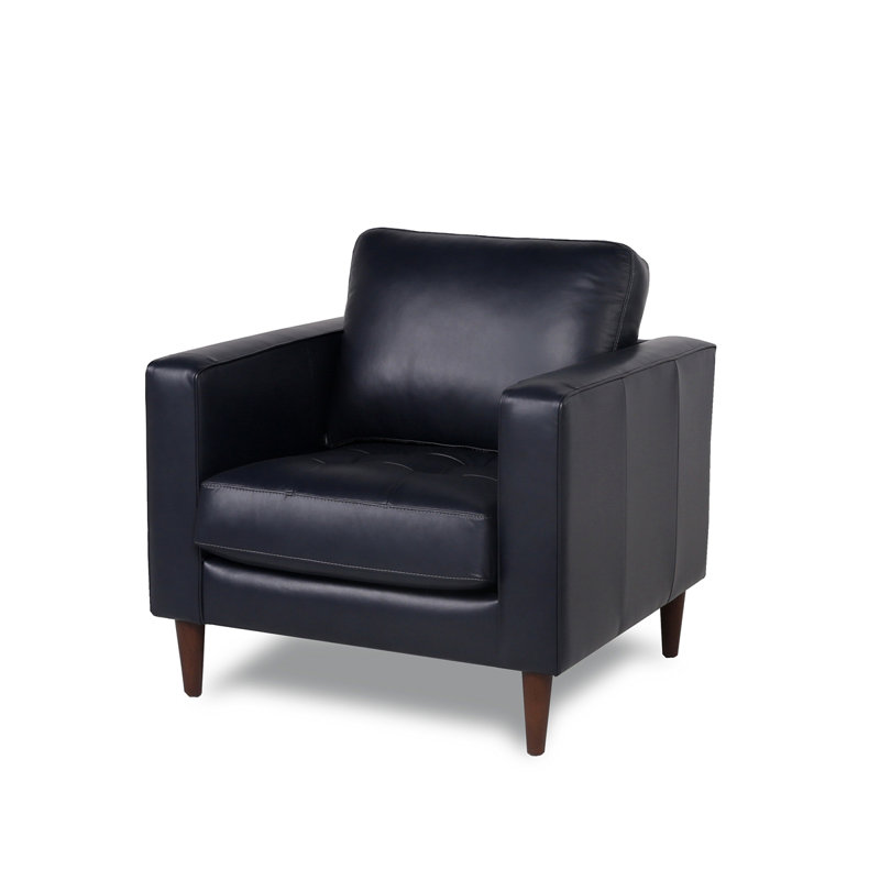 Chaise en cuir capitonnée Mid-Century