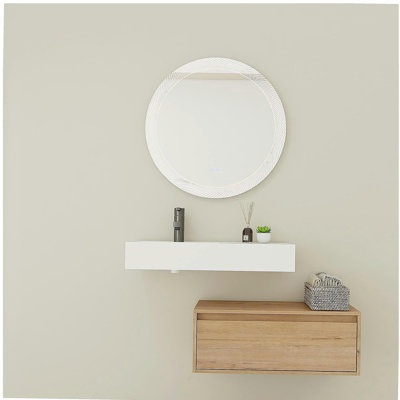 Meuble-lavabo mural 30 po avec lavabo en résine, tiroir et fixation à flotteur