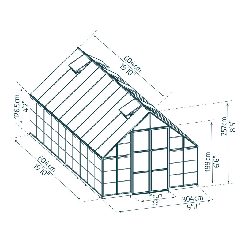 Palram - Canopia Balance 10' W x 20' D Walk-In Hobby Polycarbonate Aluminum Frame Greenhouse Kit with Roof Vents - Silver