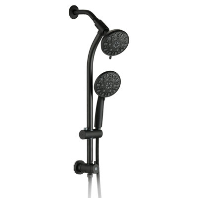 Pomme de douche combinée à barre coulissante sans perceuse à 7 réglages, système de spa à double pomme de douche
