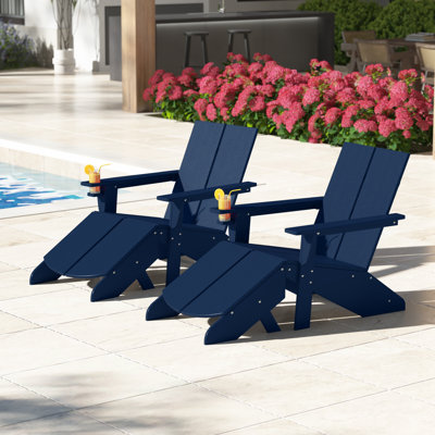 Chaise Adirondack moderne en poly avec repose-pieds (ensemble de 2)