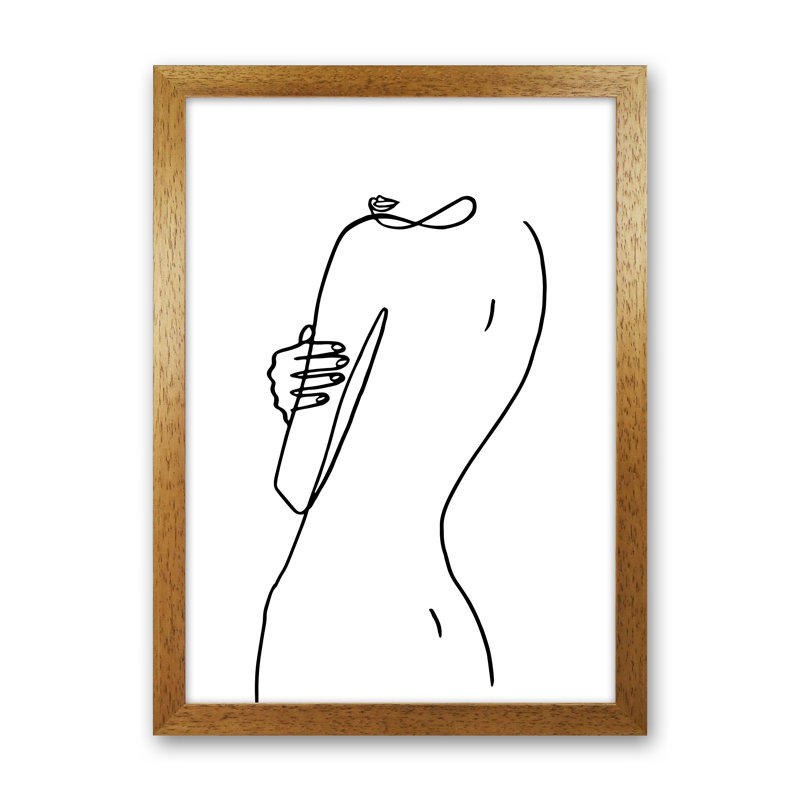 Female Hiding Back Pose - Print, Oak Frame, 46cm H x 34cm W x 3cm D
