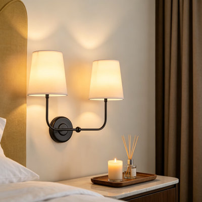 Applique murale rechargeable à piles avec télécommande - Luminaire à 2 lumières à intensité variable sans fil avec température de couleur réglable et minuterie pour la chambre à coucher, le salon ou le meuble-lavabo