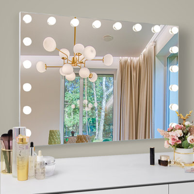 Miroir de meuble-lavabo avec lumières 31,5 "x 22,8" avec chargement par USB et 18 ampoules à DEL à intensité variable