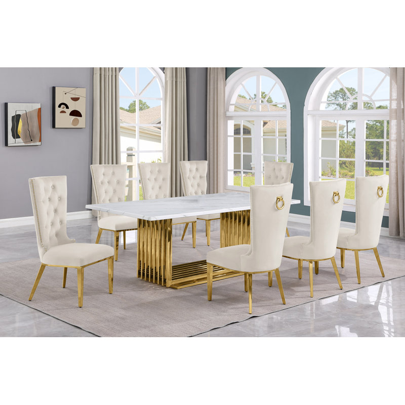 Ensemble repas Barkhamsted, 9, Crème / doré, Or