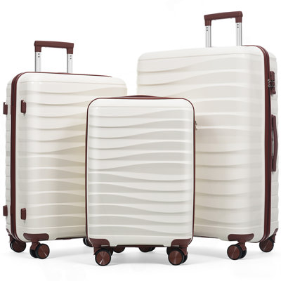 Ensemble de valises de voyage en PP de qualité supérieure, ensemble de valises à verrou TSA de 3 pièces aux dimensions de 20, 24 et 28 pouces avec roulettes pivotantes à 360 °