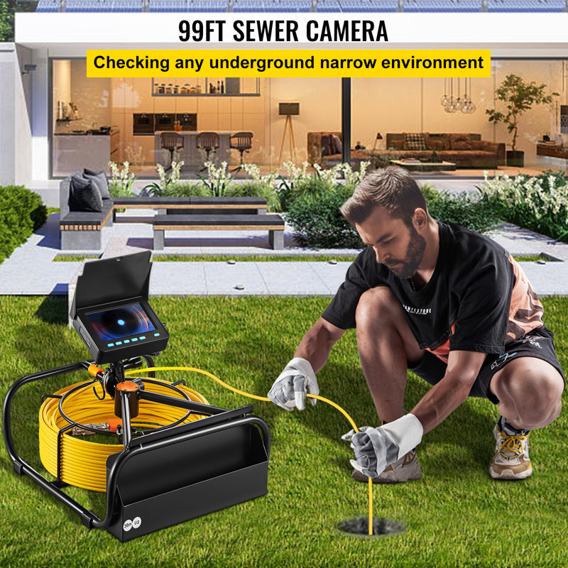 VEVOR Sewer Camera, 98.4 ft/30 m, 4.3" Pipe Drain Inspection Camera with DVR Function