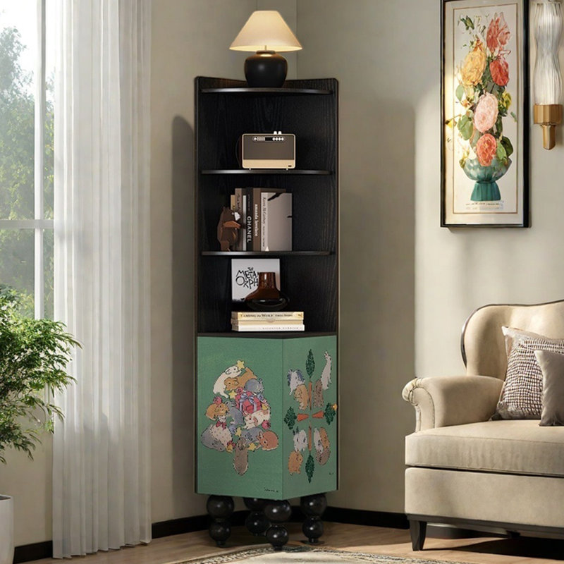 Modern simple fun storage corner bookcase.