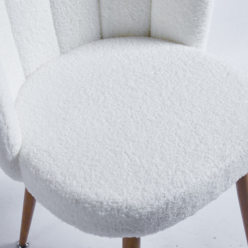 Defreitas Dining Chair with Iron Legs and Cushions, White Velvet