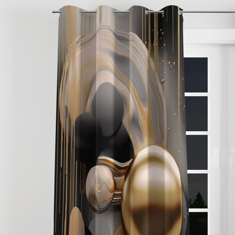 Andriea - Shapes Blackout Grommet Curtain - 1 panel, 52" W x 84" L, Silver Grommets
