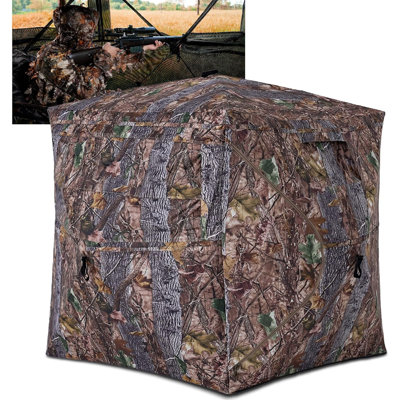 Store de chasse portable avec fenêtres, store de sol escamotable, sac de transport et piquets de sol, tente de chasse camouflage