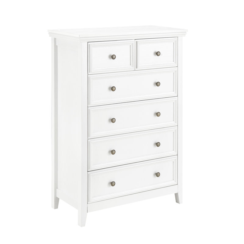 Commode 6 tiroirs pour le salon - blanc, rangement spacieux et commode blanche à 6 tiroirs avec mécanisme de basculement