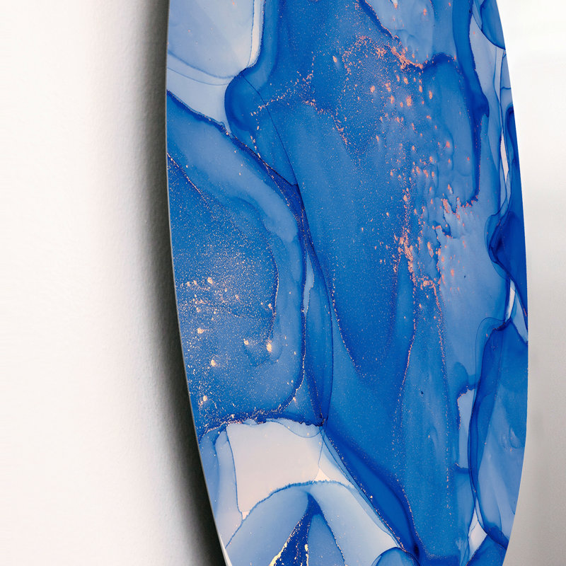 «Blue Ink Clouds I» - art mural moderne en métal, H 23 po x l 23 po x P 1 po