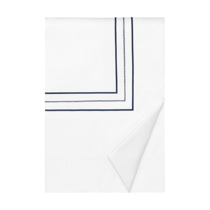 Triad Standard Cotton Duvet Cover, California King Duvet Cover, White/Navy Blue