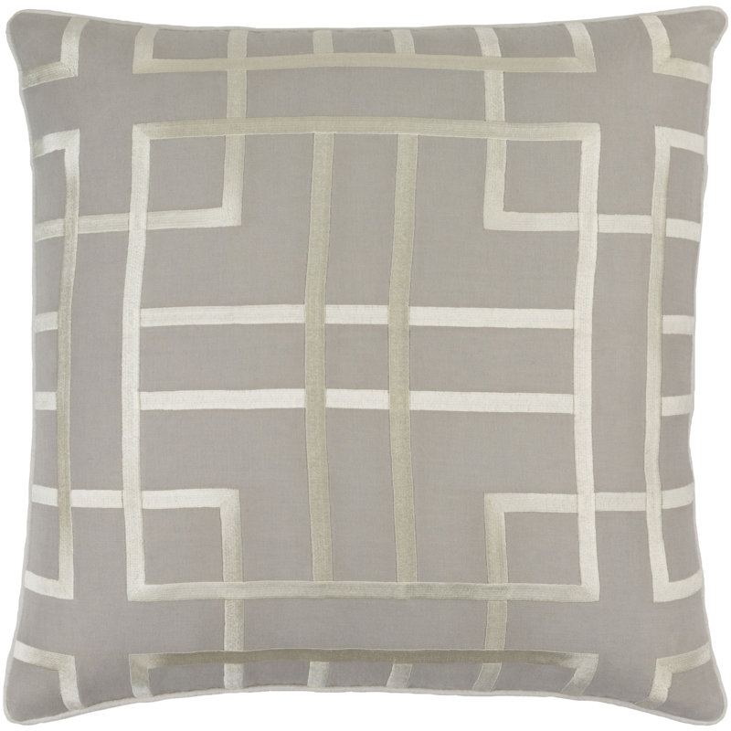 Geometric Down Throw Pillow, 22" H x 22" W x 1" D, Gray\Neutral, Pillow Cover Only - No Insert