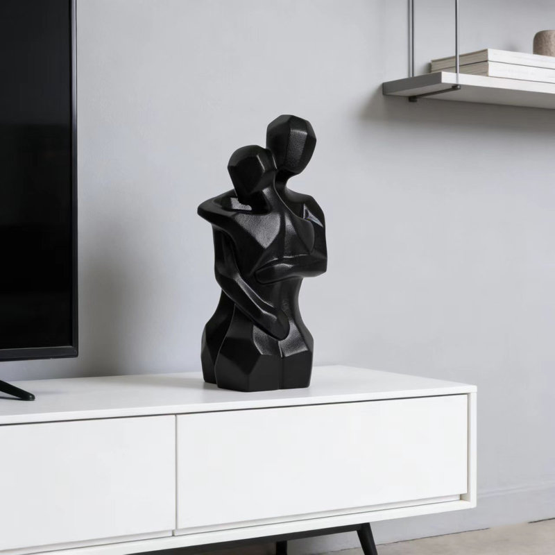 Abstract Sculpture Ceramic Statues For Home Decor Modern Home Office Desktop Shelf Bookshelf Decor, Black