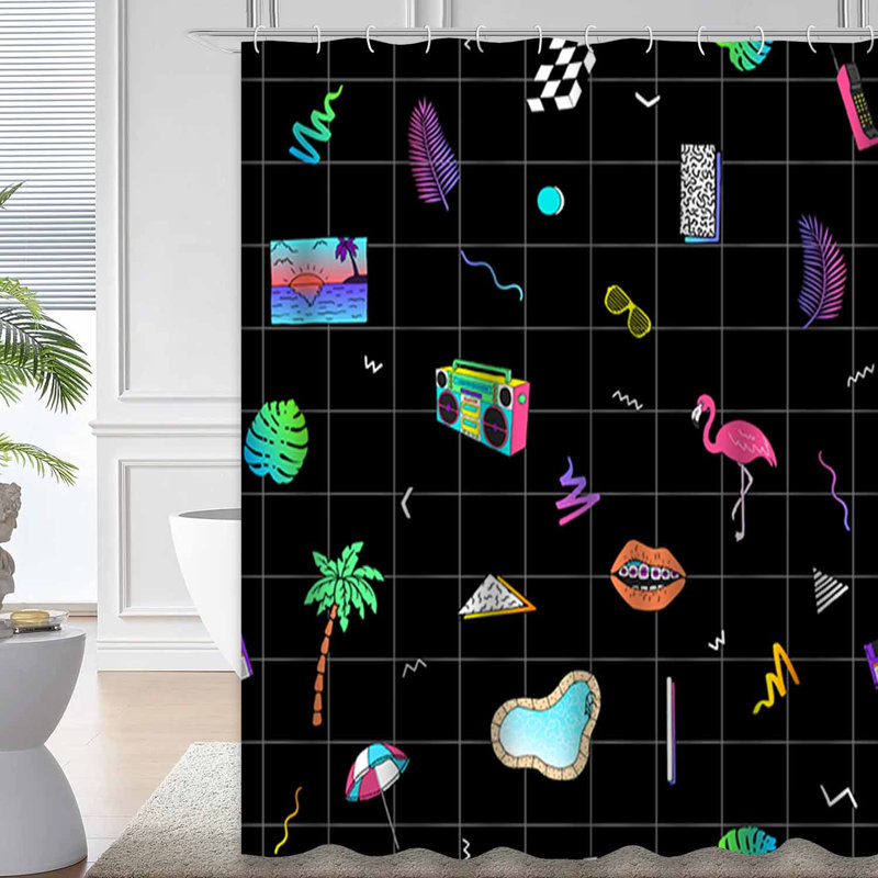 Rideau de douche Flamingo Tropical Palm Tree, L 72 po x l 84 po