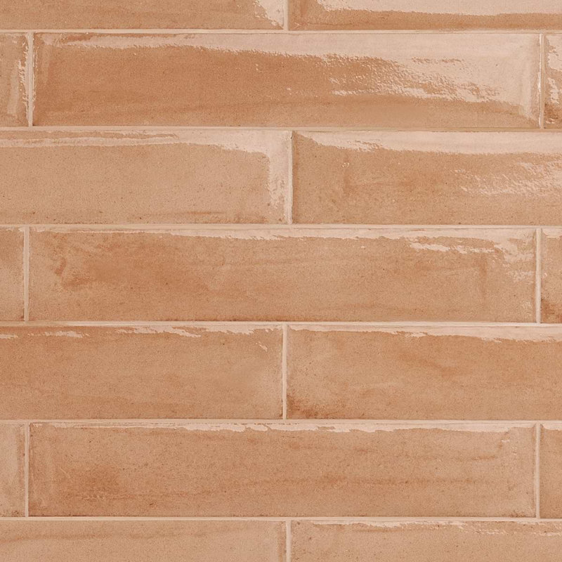 Paint 3x16 Glossy Porcelain Tile, Terracotta Brown