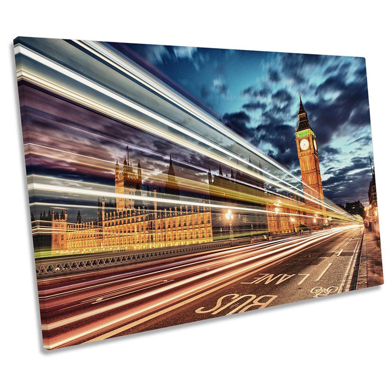 London Houses Of Parliament Traffic - Wrapped Canvas Print, 30.5cm H x 45.7cm W