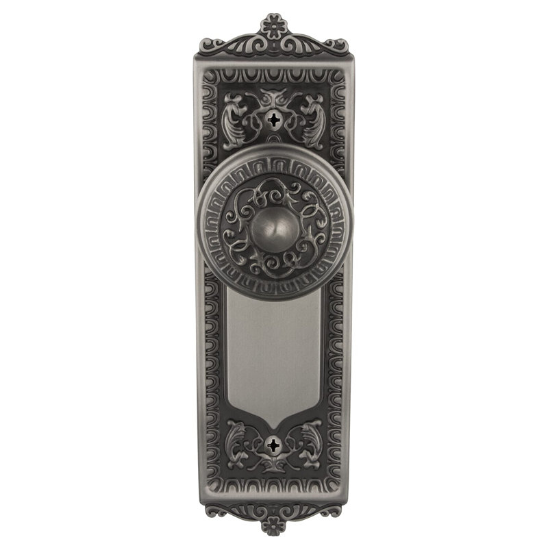 Egg & Dart Plate with Egg & Dart Door Knob, Antique Pewter, 2-3/8"