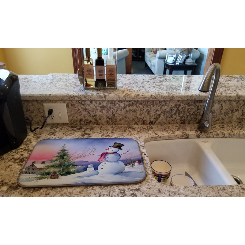 Christmas Snowmen Dish Drying Mat
