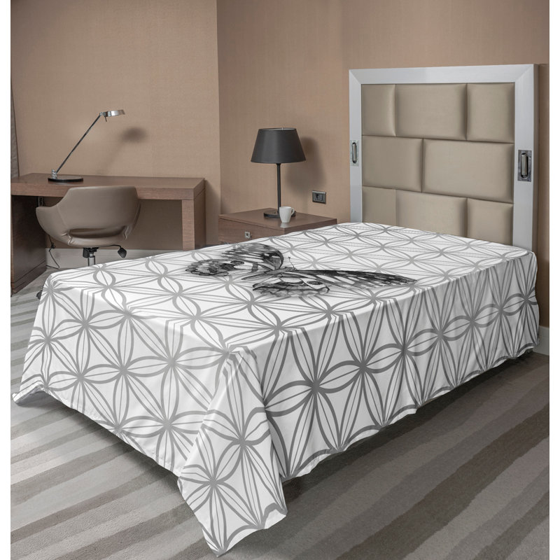 Drap-housse gris Ambesonne, Drap plat pour lit simple