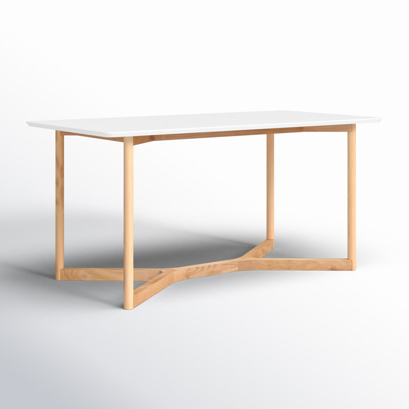 Gia White and Natural Wood Rectangular Dining Table