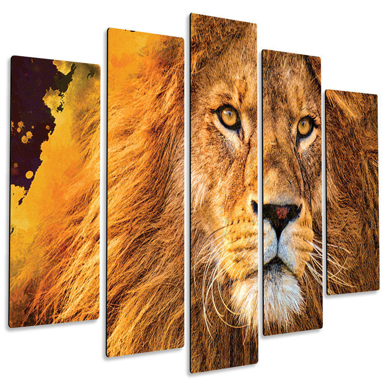 Watercolour Lion - 5 Piece No Frame Print on MDF