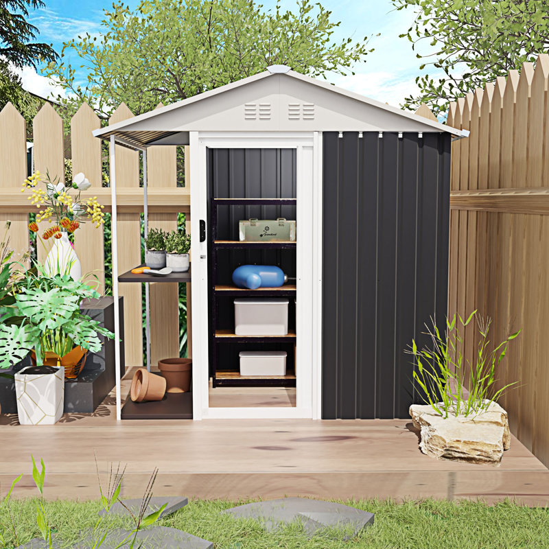 Outdoor Storage Shed With Rack