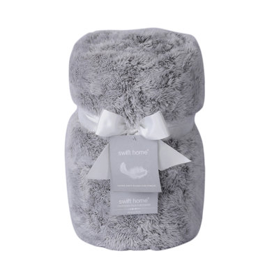 Jeté ultra pelucheux uni et pointe givrée