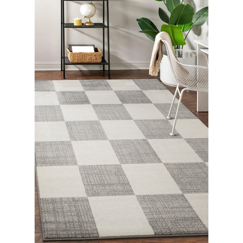 Tapis crème / beige Wum Collection, Rectangle 6 pi 7 po x 9 pi 10 po, Gris / Blanc